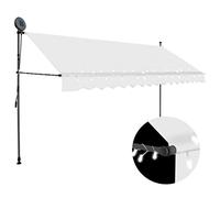 vidaXL Toldo Manual Retráctil, Sombrilla con LED, Pabellón de Protección para Ventana, Toldo para Jardín Terraza Balcón, Color Crema 350 cm
