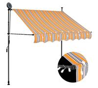 vidaXL Toldo Manual Retráctil, Sombrilla con LED, Pabellón de Protección para Ventana, Toldo para Jardín Terraza Balcón, Amarillo Azul 100 cm