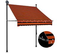 vidaXL Toldo Manual Retráctil, Sombrilla con LED, Pabellón de Protección para Ventana, Toldo para Jardín Terraza Balcón, Naranja Marrón 150 cm