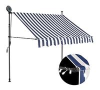 vidaXL Toldo Manual Retráctil, Sombrilla con LED, Pabellón de Protección para Ventana, Toldo para Jardín Terraza Balcón, Azul y Blanco 150 cm