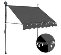 vidaXL Toldo Manual Retráctil, Sombrilla con LED, Pabellón de Protección para Ventana, Toldo para Jardín Terraza Balcón, Gris Antracita 100 cm