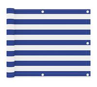 vidaXL Toldo para Balcón Parasol Pantalla Privacidad Malla Ocultación Patio Jardín Terraza Protección Tela Oxford Blanco y Azul 75x500 cm