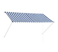vidaXL Toldo retráctil 143748, 250 x 150 cm, Color Azul y Blanco, toldo con Pinza, protección Solar para balcón, Tejido, Talla única