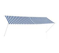 vidaXL Toldo Retráctil 350x150cm Azul y Blanco Parasol Ventana Terraza Hogar