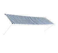 vidaXL Toldo Retráctil 400x150cm Azul y Blanco Parasol Ventana Terraza Hogar