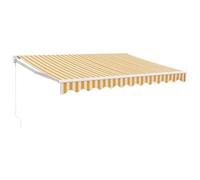 vidaXL Toldo retráctil Aluminio y Tela Amarillo y Blanco 3,5x2,5 m, toldo, toldo de Patio, toldo de jardín, toldo para Puertas, toldo de terraza