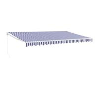 vidaXL Toldo retráctil Aluminio y Tela Azul y Blanco 5x3 m