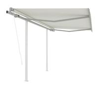 vidaXL Toldo Retráctil Automático con Postes, Sombrilla Plegable, Toldo Resistente al Agua Rayos UV, Toldo para Balcón Jardín, Crema