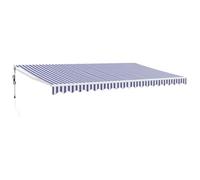 vidaXL Toldo Retráctil Automático, Toldo Eléctrico con Motor, Sombrilla Colgante de Pared, Toldo para Balcón Patio Tienda, Azul y Blanco 5x3 m