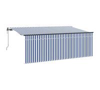 vidaXL Toldo Retráctil Azul y 350 x 200 cm Poliéster y Aluminio, Toldo Ajustable, Moderno y Resistente, para terraza, controla con Control Remoto, Sombra UV