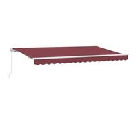 vidaXL Toldo retráctil para Exterior 3.5 x 2m, Manual, en Color Burdeos y Blanco. Tiene una Estructura de Aluminio Que aguanta los Rayos UV y el Agua, un diseño a Rayas, Brazos Ajustables y se Monta