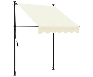 vidaXL Toldo Retráctil, Sombrilla Extensible de Ventana, Protección UV, Parasol para Jardín Patio Balcón, Tela y Acero Crema 150x150 cm