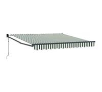 vidaXL Toldo retráctil Verde y Blanco 350 x 250 cm Poliéster y Metal