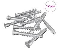 vidaXL Tornillos Confirmat 12 pcs Plateado Metal, Sala de estar, tornillos Confirmat, sujetadores de hardware, cabeza plana, metal plateado y resistente