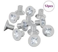 vidaXL Tornillos de Cabeza Avellanada 12 pcs Plateado M4 x 6 mm Hierro, Fijaciones para Sala, Tornillos de Acero Duraderos, M4 Ranurados, Proyecto DIY, Jardín Exterior
