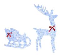 vidaXL Trineo tirado por Reno Azul 70 x 26 x 128.5 cm Acrílico, Figurita de Reno LED Moderna, Decoraciones navideñas, Luces acrílicas para Interior y Exterior, Alegre Adornos Festivos