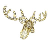 vidaXL Trineo tirado por Reno cálido 60 cm Ratán, Figurita Moderna de Reno, con Luces LED USB, decoración Festiva, Encanto navideño, Brillo de Navidad