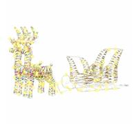 vidaXL Trineo tirado por Reno con 160 LED Cálido 30 x 12 x 54,5 cm Pet, Decoraciones navideñas, decoración Moderna de Sala de Estar, Figuras de Renos, Fiesta, Resistente al Agua, Luces de Cadena LED