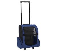 vidaXL Trolley Mochila Bolso Plegable de Mascotas Azul Transportín Perro Gato