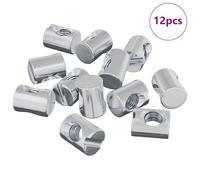 vidaXL Tuercas de barril 12 pcs M6 x 13 mm (Diámetro de Rosca x H), Hardware para sala, tuerca de barril, sujetadores metálicos, resistentes a la corrosión, fácil de ensamblar