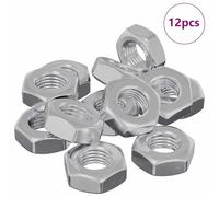 vidaXL Tuercas Hexagonales 12 pcs Plateado m8 Hierro, Sala de estar, tuercas resistentes, sujetadores de acero, herramientas útiles, fijaciones para proyectos caseros, confiables