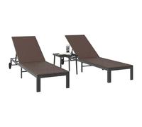 vidaXL Tumbona 2-Persona 3 pcs Marrón ratán sintético, Sofá de jardín y terraza, Tumbona Moderna, cómoda reclinable con Respaldo Ajustable, diseño Minimalista