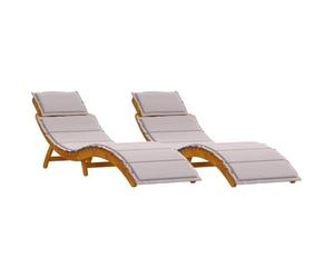 vidaXL Tumbona 2 uds. Madera de Acacia Sólida Gris Topo | Ideal para usar dentro y fuera, Súper fácil de guardar y llevar, Cojines suaves para que estés a gusto