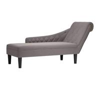 VidaXL Tumbona con Almohada y Reposabrazo Derecho, Sillón, Diván, Sofá de Salón, Tela Gris Taupe