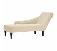VidaXL Tumbona con Almohada y Reposabrazo Derecho, Tela Crema - Sillón, Diván, Silla de Salón, Sofá