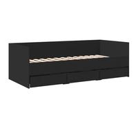 vidaXL Tumbona con Cajones, Sofá Cama con Almacenamiento, Somier de Invitados, Mueble para Salón Dormitorio, Madera de Ingeniería Negro