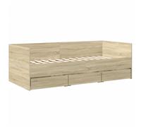 vidaXL Tumbona con Cajones, Sofá Cama con Almacenamiento, Somier de Invitados, Mueble para Salón Dormitorio, Madera de Ingeniería Roble Sonoma