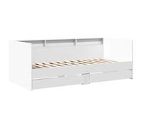 vidaXL Tumbona con Cajones, Sofá Cama con Almacenamiento, Somier de Invitados, Mueble para Salón Dormitorio, Madera de Ingeniería Blanco