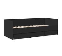 vidaXL Tumbona con Cajones, Sofá Cama con Almacenamiento, Somier de Invitados, Mueble para Salón Dormitorio, Madera de Ingeniería Negro