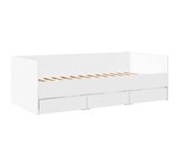 vidaXL Tumbona con Cajones, Sofá Cama con Almacenamiento, Somier de Invitados, Mueble para Salón Dormitorio, Madera de Ingeniería Blanco