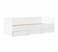 vidaXL Tumbona con Cajones, Sofá Cama con Almacenamiento, Somier de Invitados, Mueble para Salón Dormitorio, Madera de Ingeniería Blanco
