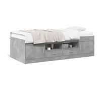 vidaXL Tumbona con Cajones, Sofá de Listones con Almacenamiento, Cama de Invitados, Mueble para Salón Dormitorio, Madera de Ingeniería Gris Hormigón