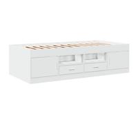 vidaXL Tumbona con Cajones, Sofá de Listones con Almacenamiento, Cama de Invitados, Mueble para Salón Dormitorio, Madera de Ingeniería Blanco