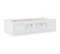 vidaXL Tumbona con Cajones, Sofá de Listones con Almacenamiento, Cama de Invitados, Mueble para Salón Dormitorio, Madera de Ingeniería Blanco