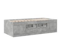 vidaXL Tumbona con Cajones, Sofá de Listones con Almacenamiento, Cama de Invitados, Mueble para Salón Dormitorio, Madera de Ingeniería Gris Hormigón
