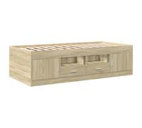 vidaXL Tumbona con Cajones, Sofá de Listones con Almacenamiento, Cama de Invitados, Mueble para Salón Dormitorio, Madera de Ingeniería Roble Sonoma