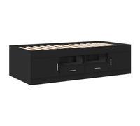 vidaXL Tumbona con Cajones, Sofá de Listones con Almacenamiento, Cama de Invitados, Mueble para Salón Dormitorio, Madera de Ingeniería Negro