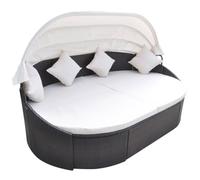 Tumbona Sofá De Jardín Con Toldo Ratán Sintético Marrón Vidaxl