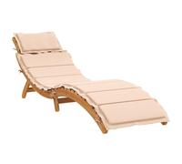 vidaXL Tumbona con cojín Beige Madera Maciza de Acacia, Tumbona de Exterior, Chaise Longue de Exterior, Muebles de Exterior, Tumbona de jardín
