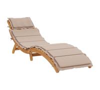 vidaXL Tumbona con cojín Taupe Madera Maciza de Acacia, Tumbona de Exterior, Chaise Longue de Exterior, Muebles de Exterior, Tumbona de jardín