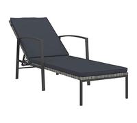 vidaXL Tumbona con Cojín Hamaca Jardín Silla Asiento Patio Terraza Balcón Piscina Playa Cama Plegable Ajustable de Ratán Sintético Gris