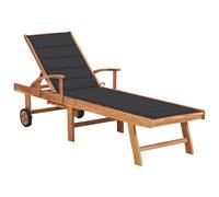 vidaXL Tumbona con Cojín Jardín Silla Asiento Patio Terraza Balcón Piscina Playa Cama Plegable Ajustable Gris Antracita