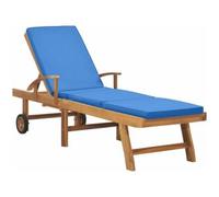 vidaxl Tumbona con cojín madera maciza de teca azul