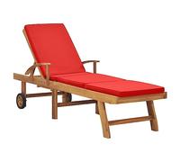 Tumbona Con Cojín Madera Maciza De Teca Rojo Vidaxl