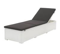 vidaXL Tumbona con Cojín Negro, Sofá Cama Reclinable, Asiento de Relax, Mueble para Jardín Patio Piscina Camping, Ratán Sintético Blanco