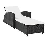 vidaXL Tumbona con cojín ratán sintético Blanco Crema